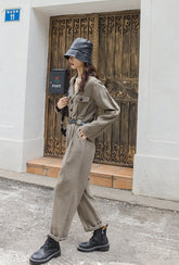 Wei Shang 2022 autumn women's new Korean straight waist work jumpsuit suit collar false two-piece suit jumpsuit